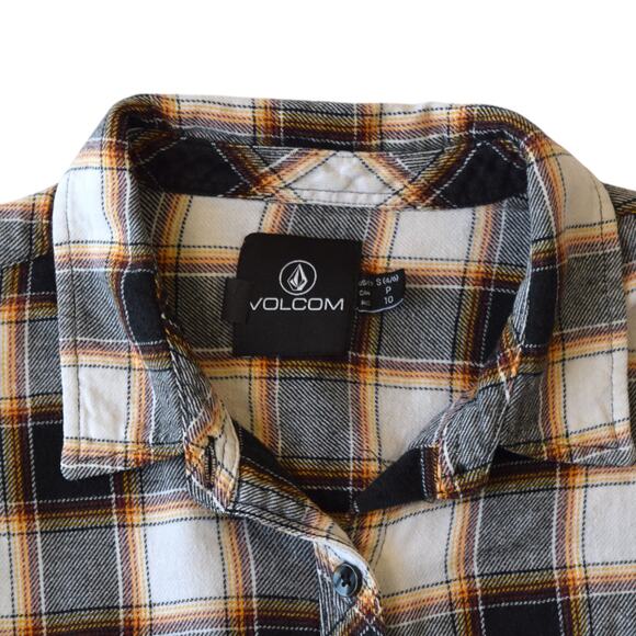 Volcom Women’s Plaid Flannel Button-Up Shirt Long Sleeve Size S - Picture 4 of 5